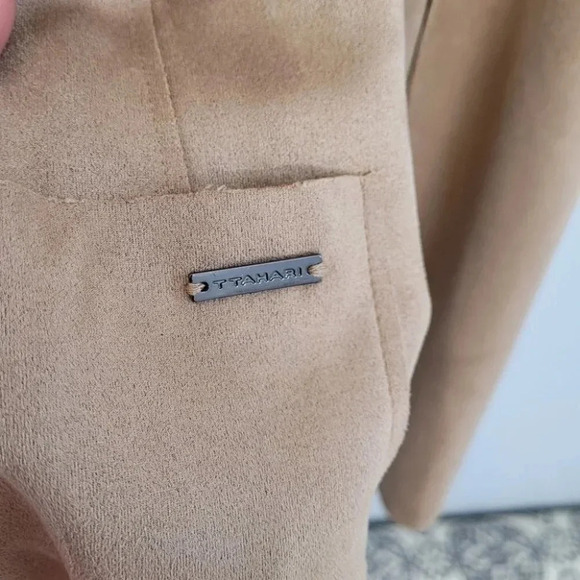 Tahari Faux Suede Lace Trim Open Front Jacket - Picture 2 of 12